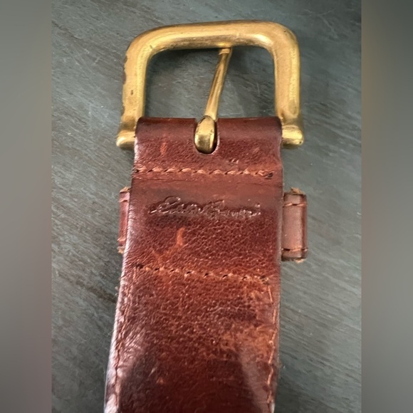 Eddie Bauer Men’s Leather woven belt 43” with brass buckle. - Picture 1 of 3